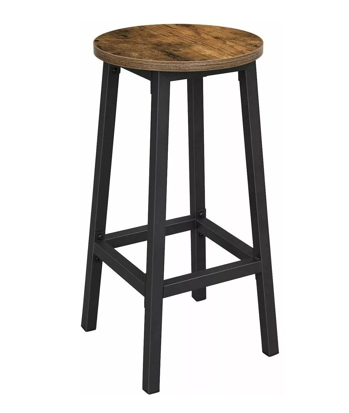 2 x Modern Industrial Bar Stools Rustic Wood & Metal Kitchen Counter Seating - Dshop.com.au