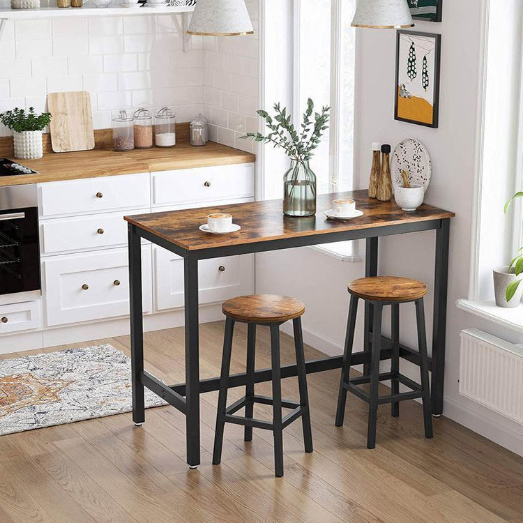 2 x Modern Industrial Bar Stools Rustic Wood & Metal Kitchen Counter Seating - Dshop.com.au