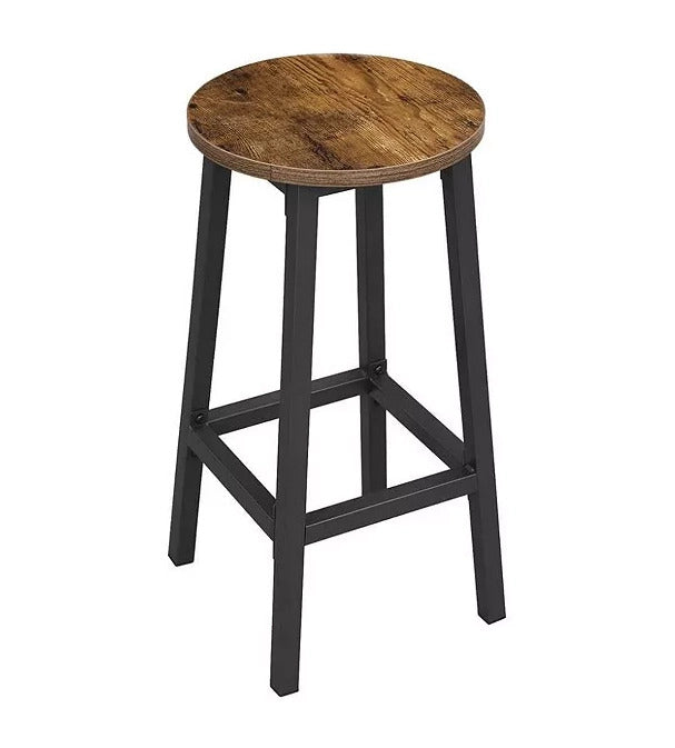 2 x Modern Industrial Bar Stools Rustic Wood & Metal Kitchen Counter Seating - Dshop.com.au