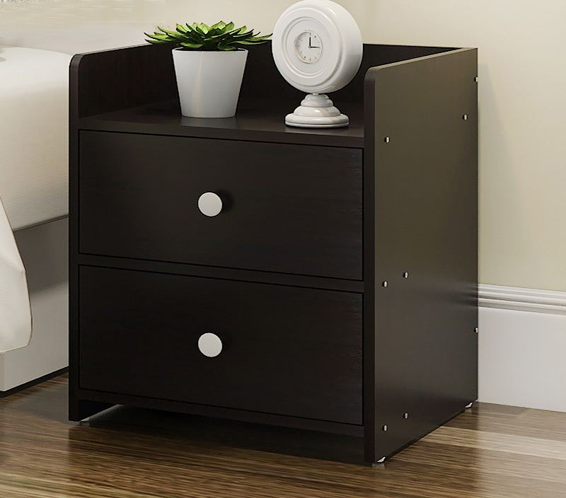 2 x Varossa Classic Bedside Table / Chest of Drawers (Black Wood) - Dshop.com.au