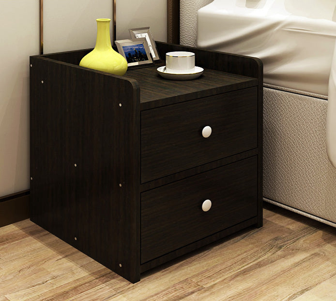 2 x Varossa Classic Bedside Table / Chest of Drawers (Black Wood) - Dshop.com.au