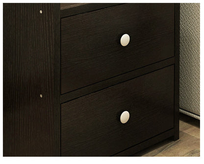 2 x Varossa Classic Bedside Table / Chest of Drawers (Black Wood) - Dshop.com.au