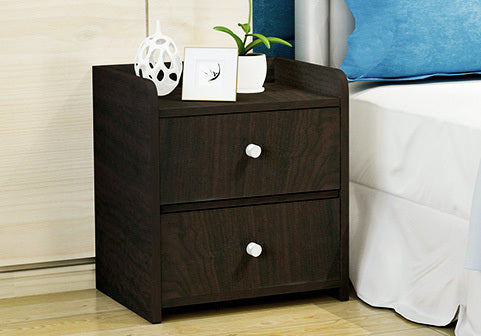 2 x Varossa Classic Bedside Table / Chest of Drawers (Black Wood) - Dshop.com.au