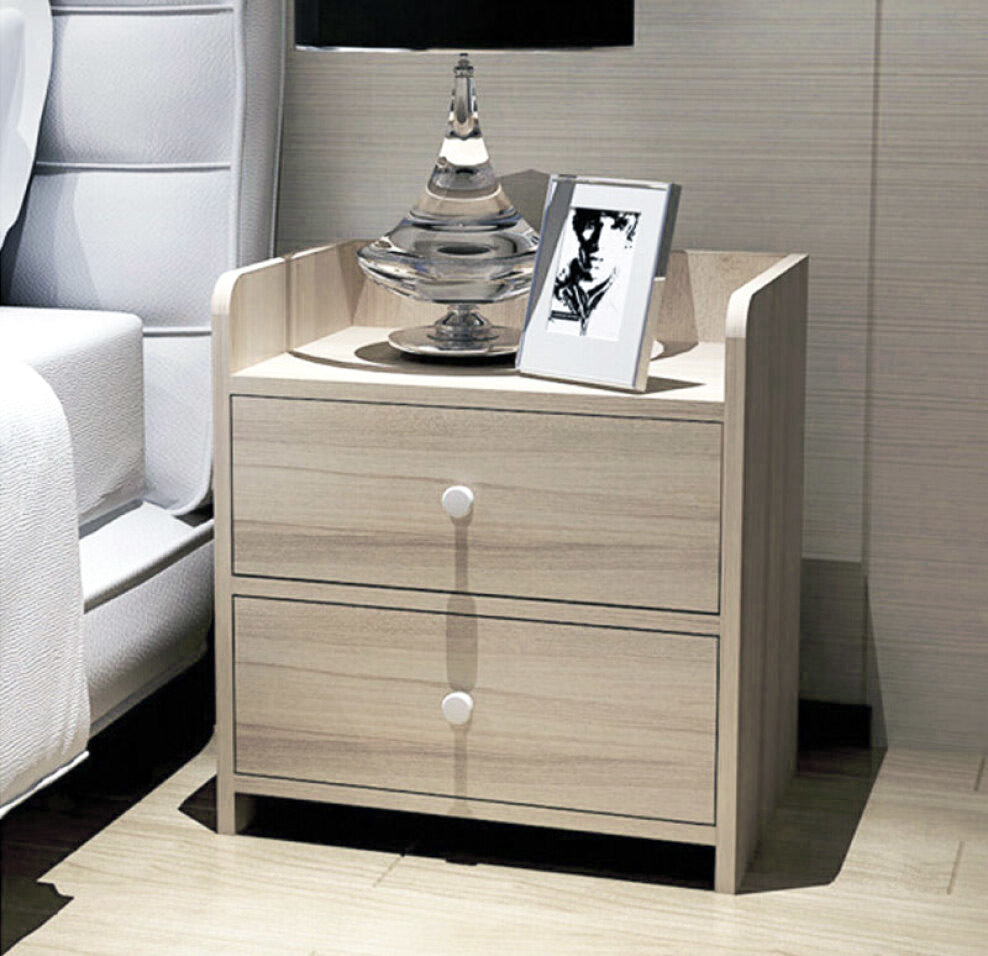 2 x Varossa Classic Bedside Table / Chest of Drawers (White Oak) - Dshop.com.au