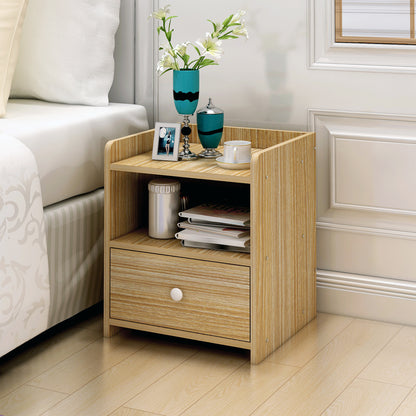 2 x Varossa Classic Bedside Table with Drawer (Oak) - Dshop.com.au