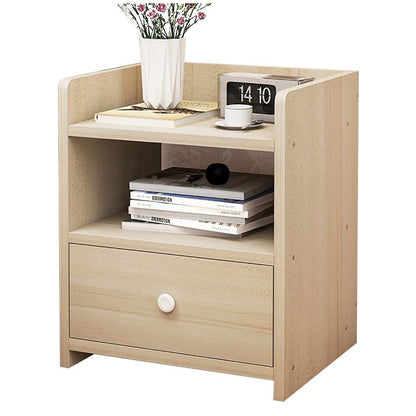 2 x Varossa Classic Bedside Table with Drawer (White Oak) - Dshop.com.au