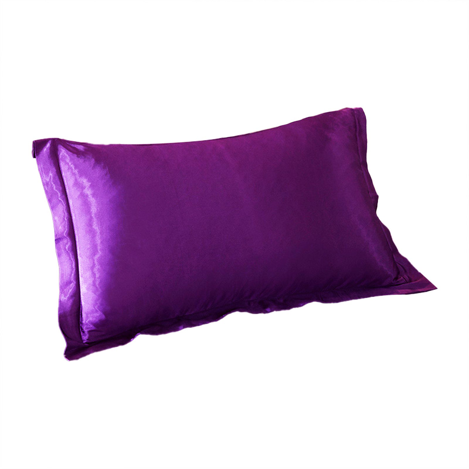 2 x Luxury Silk Satin Bedding Pillowcases Pillow Cases (Purple) - Dshop.com.au