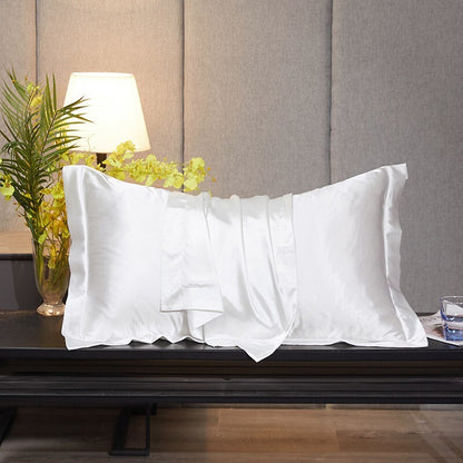 2 x Luxury Silk Satin Bedding Pillowcases Pillow Cases (White) - Dshop.com.au