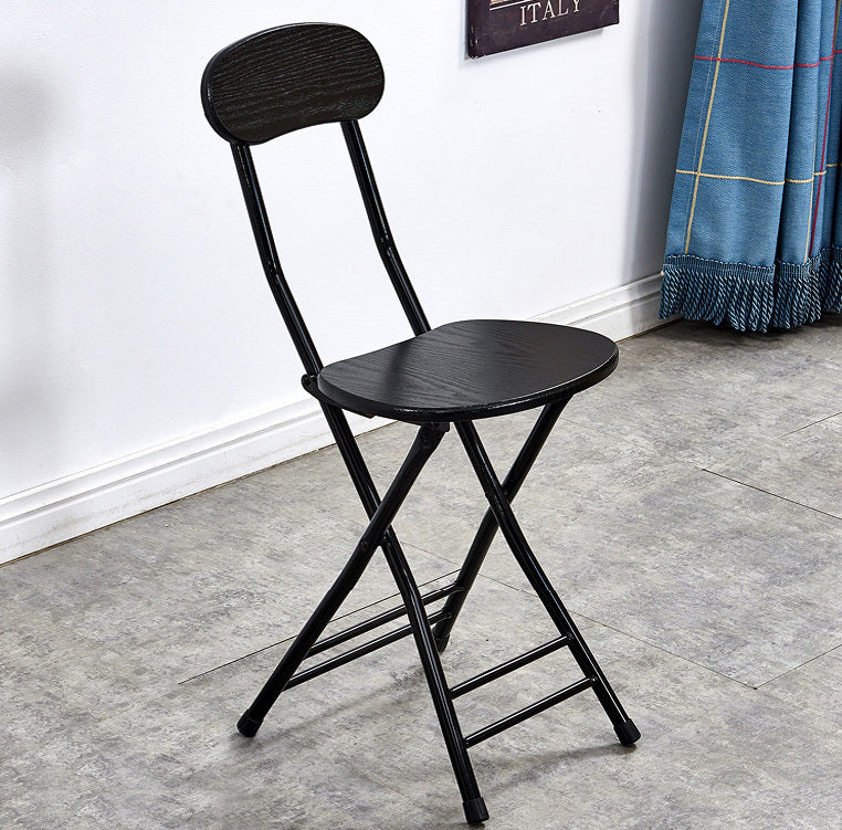 2 x Grace Steel and Wood Folding Chairs (Black) - Dshop.com.au