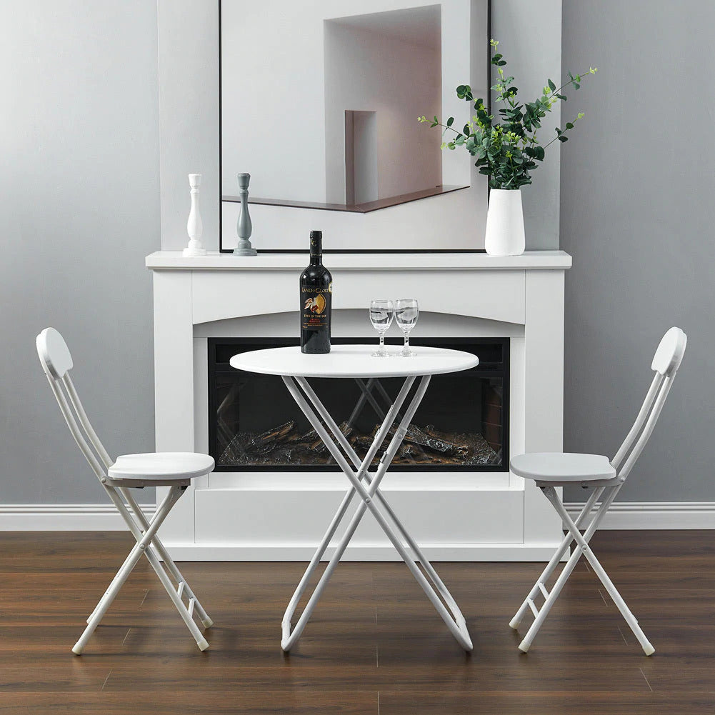 2 x Grace Steel and Wood Folding Chair (White) - Dshop.com.au