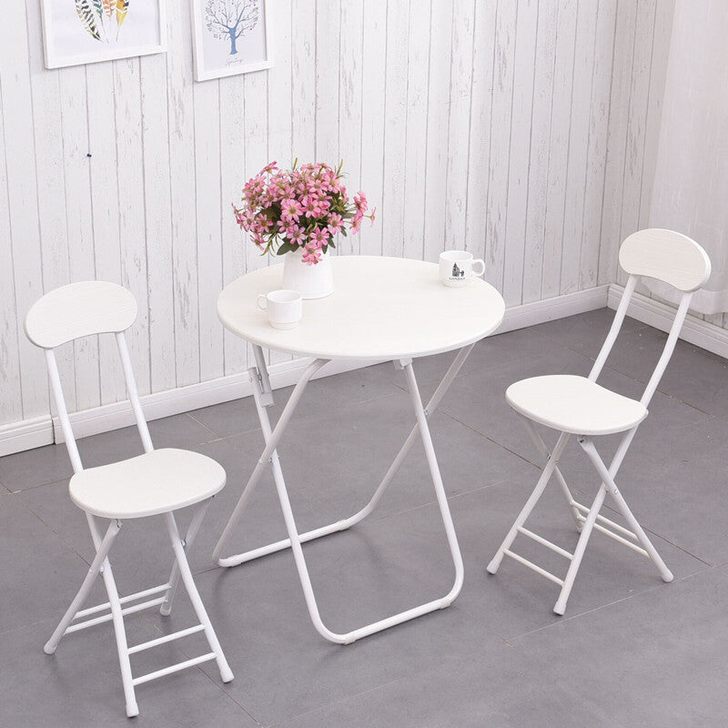 2 x Grace Steel and Wood Folding Chair (White) - Dshop.com.au