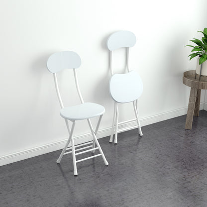 2 x Grace Steel and Wood Folding Chair (White) - Dshop.com.au