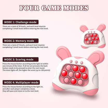 Light Up Push Pop Puzzle Eletric Handheld Game Console Fidget Toy Machine (Pink Rabbit) - Dshop.com.au