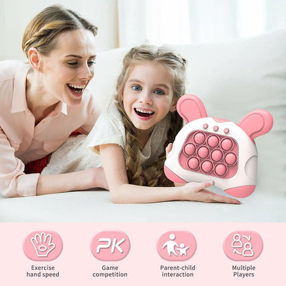 Light Up Push Pop Puzzle Eletric Handheld Game Console Fidget Toy Machine (Pink Rabbit) - Dshop.com.au