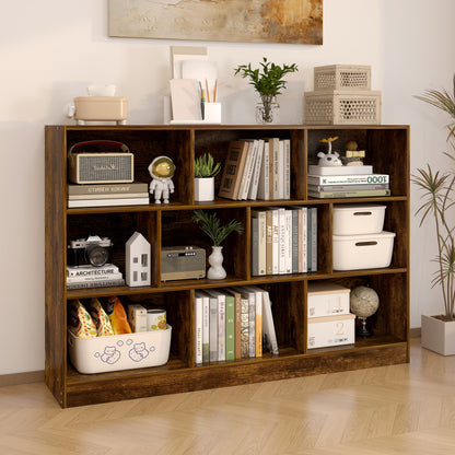 9 Shelving Insight Bookshelf Display Cabinet Bookcase Shelf Organiser (Rustic Wood)