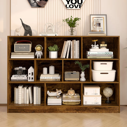 9 Shelving Insight Bookshelf Display Cabinet Bookcase Shelf Organiser (Rustic Wood)