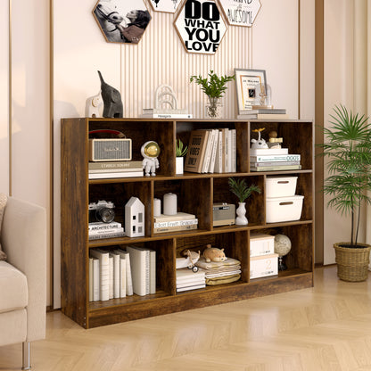 9 Shelving Insight Bookshelf Display Cabinet Bookcase Shelf Organiser (Rustic Wood)