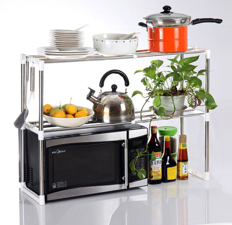 2-Tier Steel Multipurpose Storage Shelf Kitchen Microwave Stand Rack Cabinet - Dshop.com.au