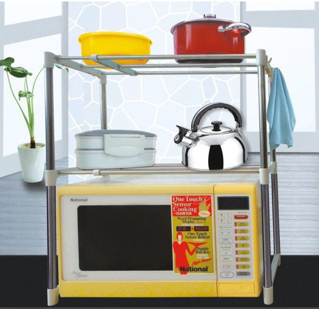 2-Tier Steel Multipurpose Storage Shelf Kitchen Microwave Stand Rack Cabinet - Dshop.com.au