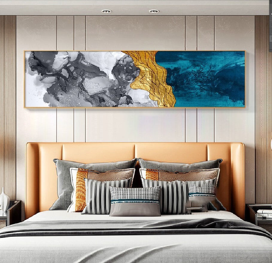 Abstract Wall Art Framed Long Canvas Painting - 100cm x 30cm - Dshop.com.au