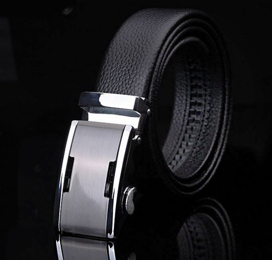 Genuine Leather Belt with Silver Plate Buckle