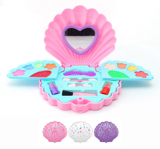 3-Layer Beauty Princess Girl's Pearl Shell Makeup Case Play Set