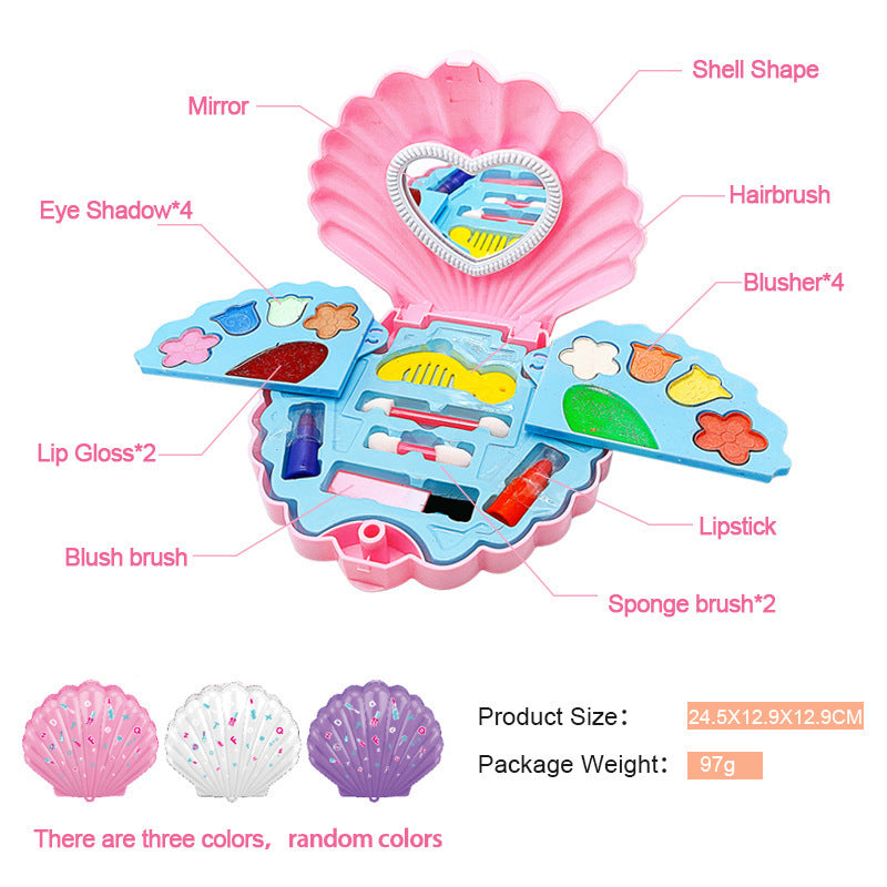 3-Layer Beauty Princess Girl's Pearl Shell Makeup Case Play Set - Dshop.com.au