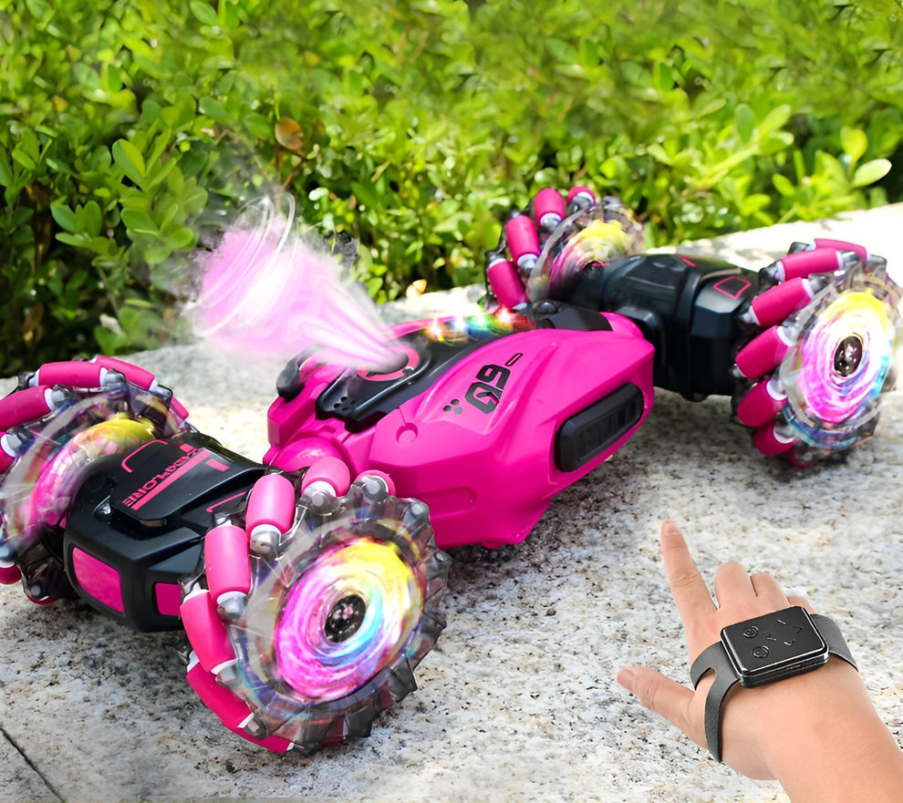 RC Hand Gesture Remote Control 4WD Mist Twister Stunt Car (Pink)