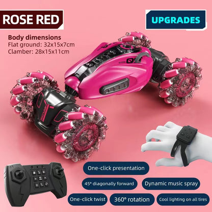 RC Hand Gesture Remote Control 4WD Mist Twister Stunt Car (Pink) - Dshop.com.au