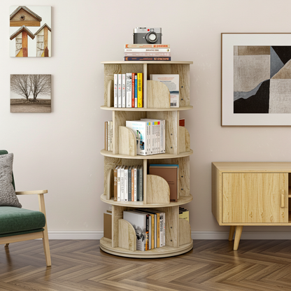 Sanctuary 360-degree Rotating 4 Tier Display Shelf Bookcase Organiser (Coastal Oak)