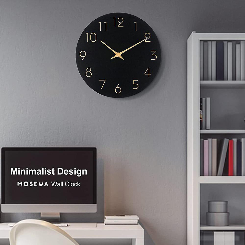 Minimalist Wooden Home Decor Black Wall Clock - Dshop.com.au