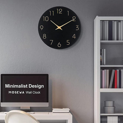 Minimalist Wooden Home Decor Black Wall Clock - Dshop.com.au