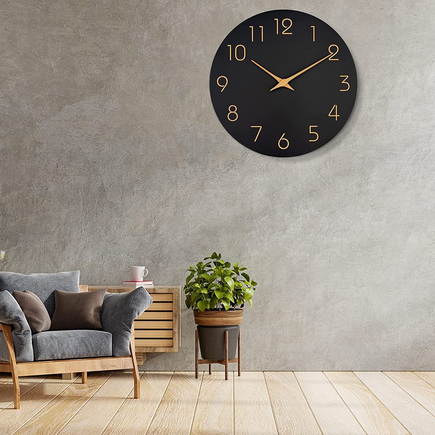 Minimalist Wooden Home Decor Black Wall Clock - Dshop.com.au