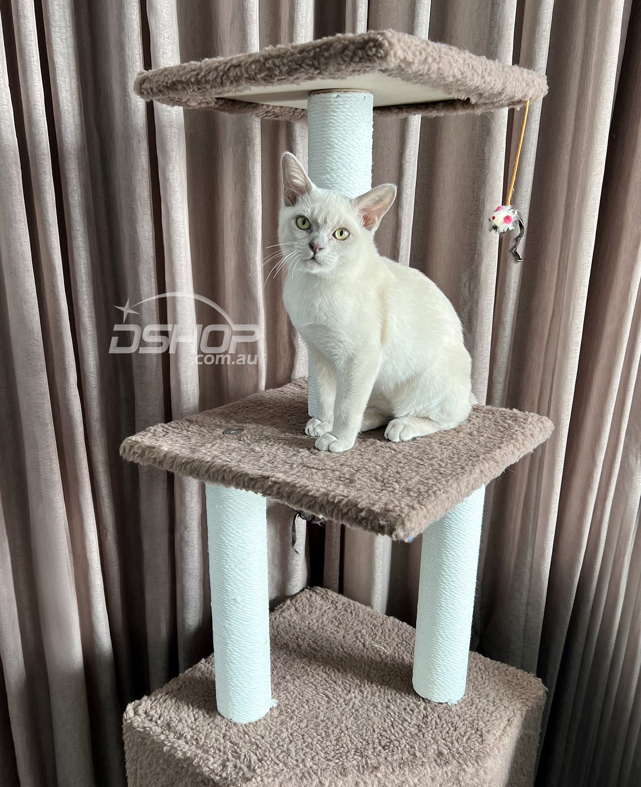 4-Level Large Cat Scratching Post Pole Tower (Tan) - Dshop.com.au