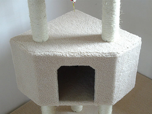 4-Level Large Cat Scratching Post Pole Tower (Cream) - Dshop.com.au