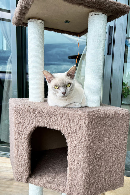 4-Level Large Cat Scratching Post Pole Tower (Cream) - Dshop.com.au