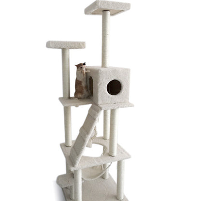 195cm Tall XXL Cat Scratching Post Pole Tower with Hammock (White)