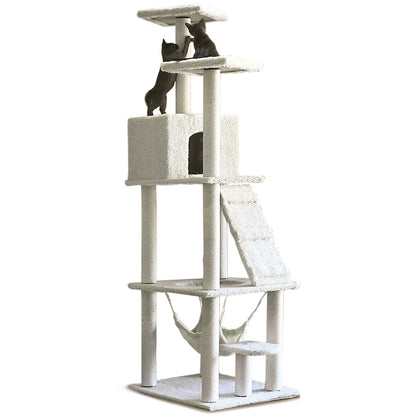 195cm Tall XXL Cat Scratching Post Pole Tower with Hammock (Cream) - Dshop.com.au