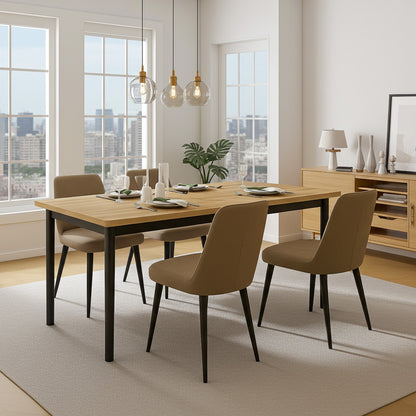 Heritage Industrial Rustic Oak Wood & Metal Dining Table 120cm