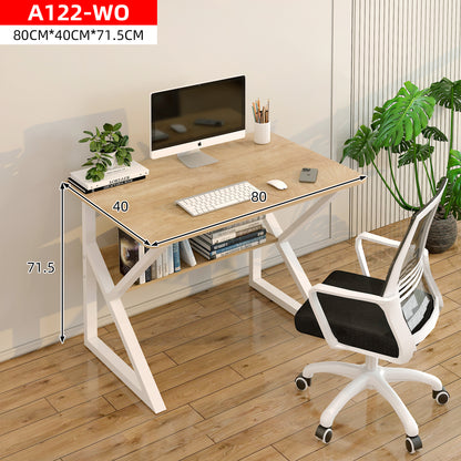 Kori Wood & Metal Computer Desk with Shelf (Natural Oak) - 80cm
