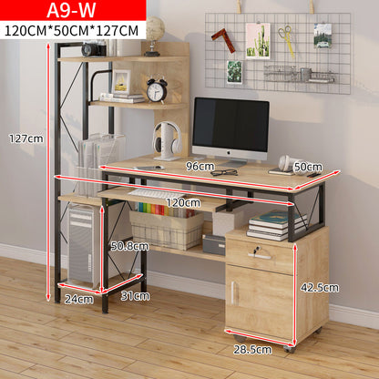 Prime Multi-function Computer Desk Workstation with Shelves & Cabinet (Coastal Oak)