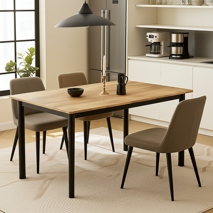 Heritage Industrial Rustic Oak Wood & Metal Dining Table 120cm