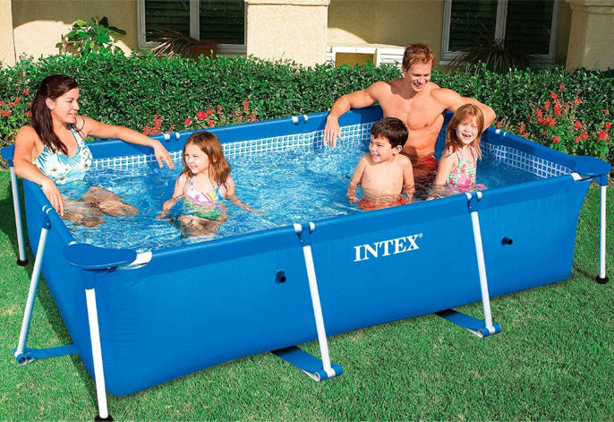 Intex Rectangle Metal Frame Above Ground Family Swimming Pool - Dshop.com.au