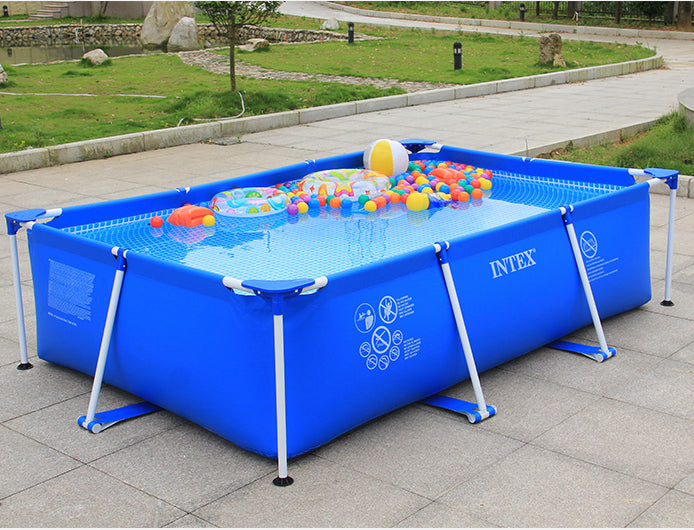 Intex Rectangle Metal Frame Above Ground Family Swimming Pool - Dshop.com.au