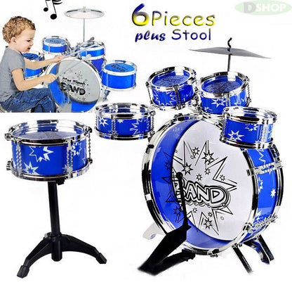 6PCS Kids Jazz Drum Musical Educational Instrument Toy Set (Blue) - Dshop.com.au