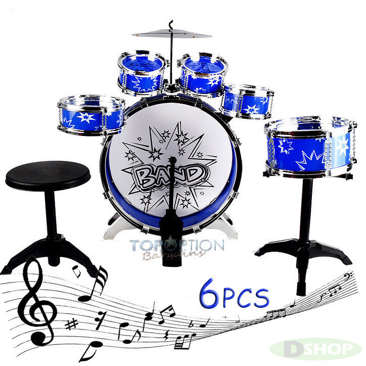 6PCS Kids Jazz Drum Musical Educational Instrument Toy Set (Blue) - Dshop.com.au