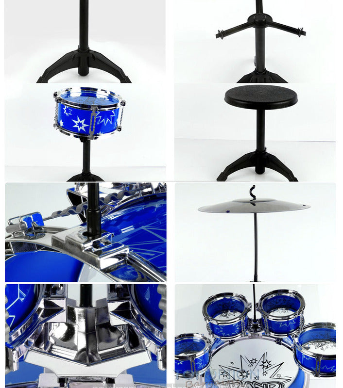 6PCS Kids Jazz Drum Musical Educational Instrument Toy Set (Blue) - Dshop.com.au