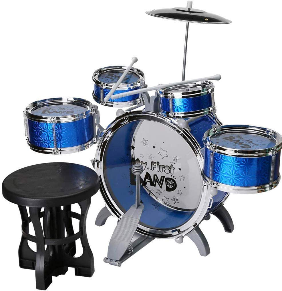 6PCS Kids Jazz Drum Musical Educational Instrument Toy Set (Blue) - Dshop.com.au