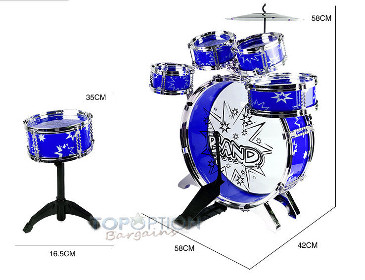 6PCS Kids Jazz Drum Musical Educational Instrument Toy Set (Blue) - Dshop.com.au