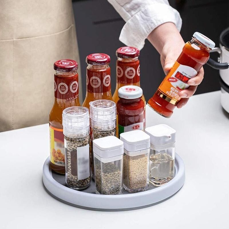 Rotating Spice Rack Lazy Suzan Kitchen Countertop Shelf Storage Organiser - Dshop.com.au